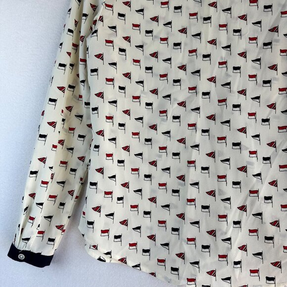 Talbots Shirt Womens Size 6 Petite Small Cream Nautical Coastal Blouse Travel - Picture 12 of 13